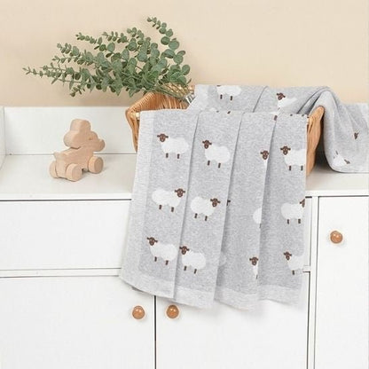 COUVERTURE BEBE TRICOT | Multifonction Douceur Moutons - Bebe - nise